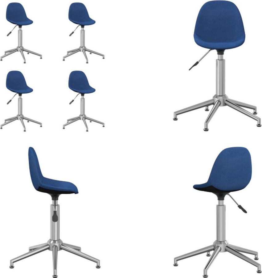 vidaXL Eetkamerstoelen draaibaar 4 st stof blauw Eetkamerstoel Eetkamerstoelen Dinerstoel Dinerstoelen