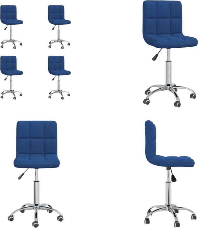 VidaXL Eetkamerstoelen draaibaar 4 st stof blauw Eetkamerstoel Eetkamerstoelen Dinerstoel Dinerstoelen