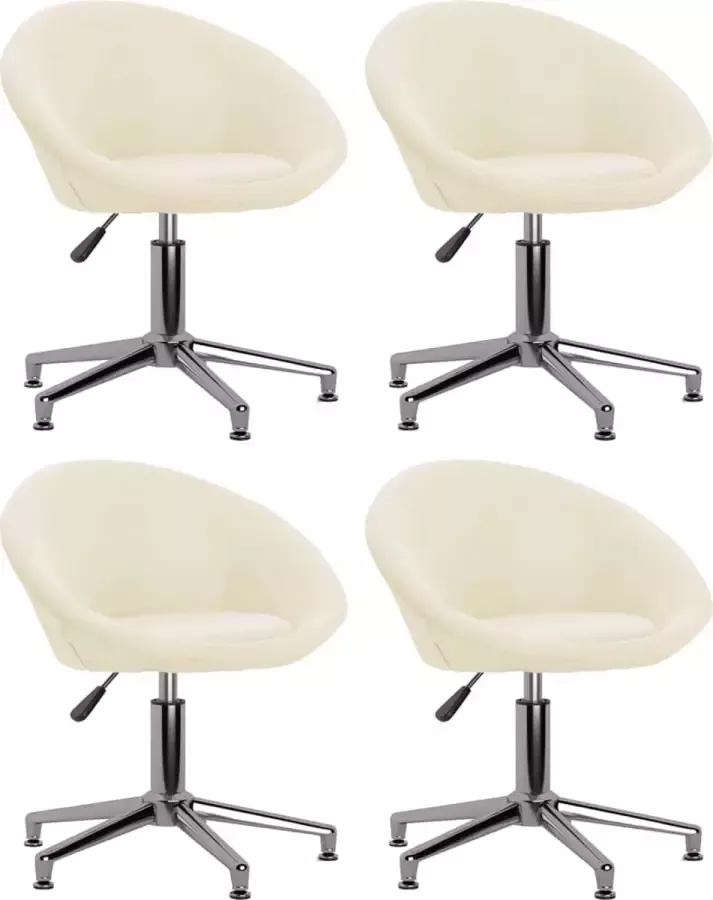 VidaXL Eetkamerstoelen 4 st draaibaar stof crèmekleurig - Foto 2