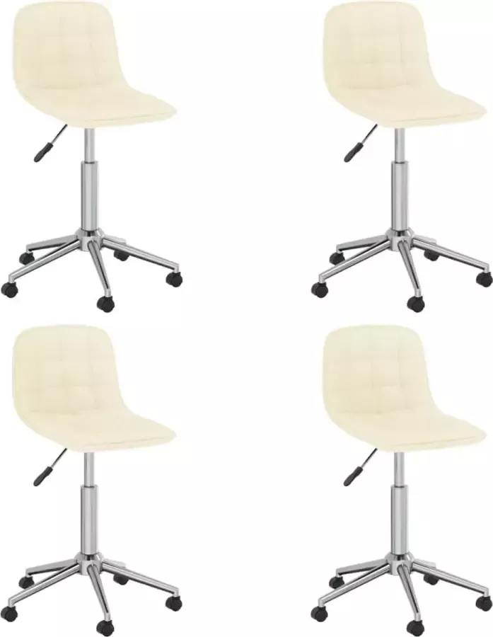 VidaXL Eetkamerstoelen 4 st draaibaar stof crèmekleurig