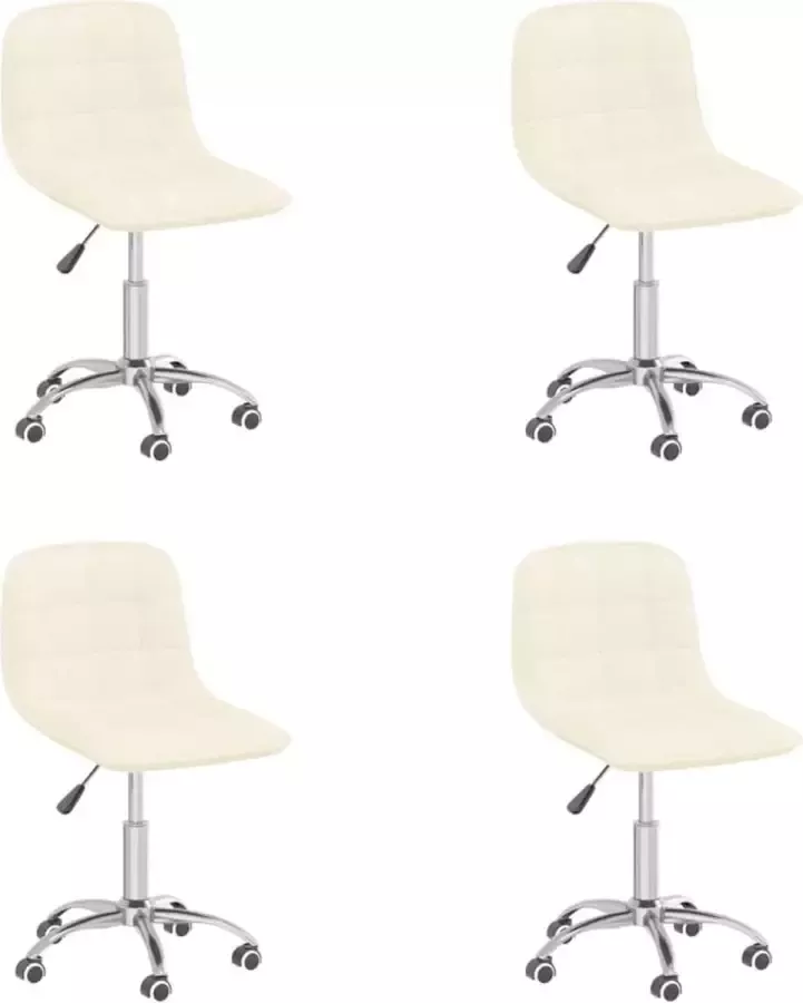 VidaXL -Eetkamerstoelen-4-st-draaibaar-stof-crèmekleurig