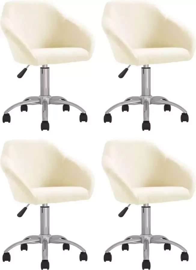 VidaXL -Eetkamerstoelen-4-st-draaibaar-stof-crèmekleurig