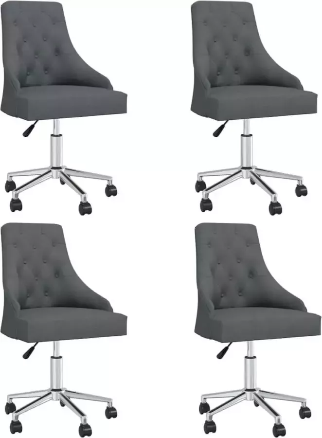 VidaXL -Eetkamerstoelen-4-st-draaibaar-stof-donkergrijs - Foto 3