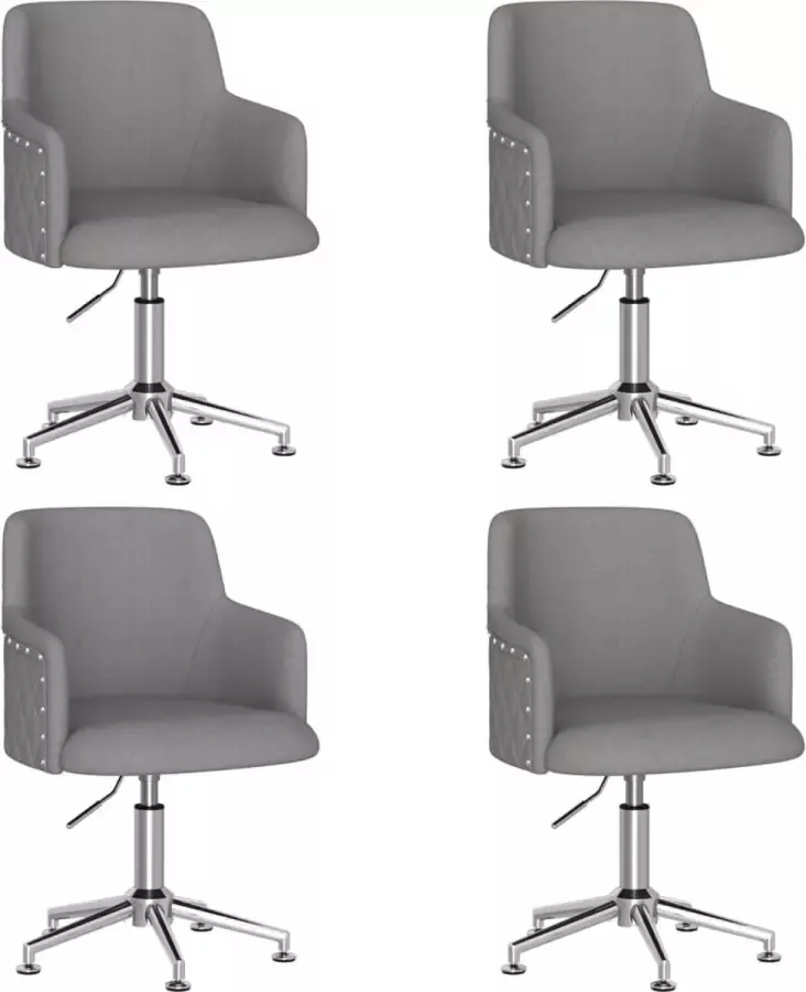 VidaXL Eetkamerstoelen draaibaar 4 st stof donkergrijs - Foto 2
