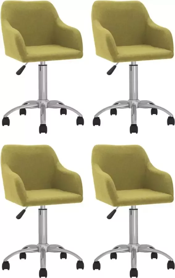 VidaXL Eetkamerstoelen draaibaar 4 st stof groen