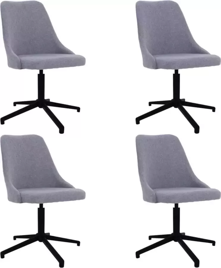 VidaXL Eetkamerstoelen 4 st draaibaar stof lichtgrijs - Foto 3