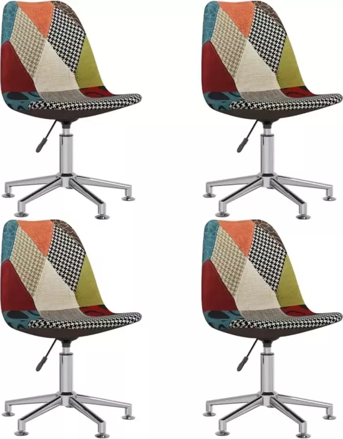 VidaXL Eetkamerstoelen draaibaar 4 st stof patchwork - Foto 3