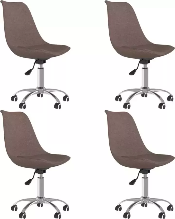 VidaXL -Eetkamerstoelen-4-st-draaibaar-stof-taupe - Foto 3