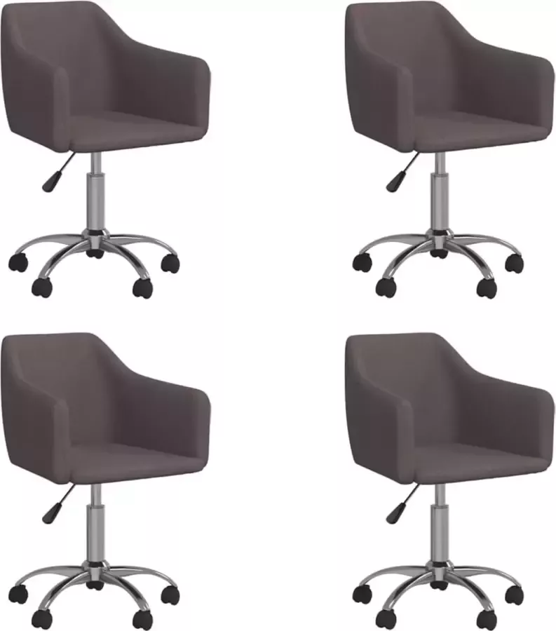 VidaXL Eetkamerstoelen 4 st draaibaar stof taupe - Foto 3