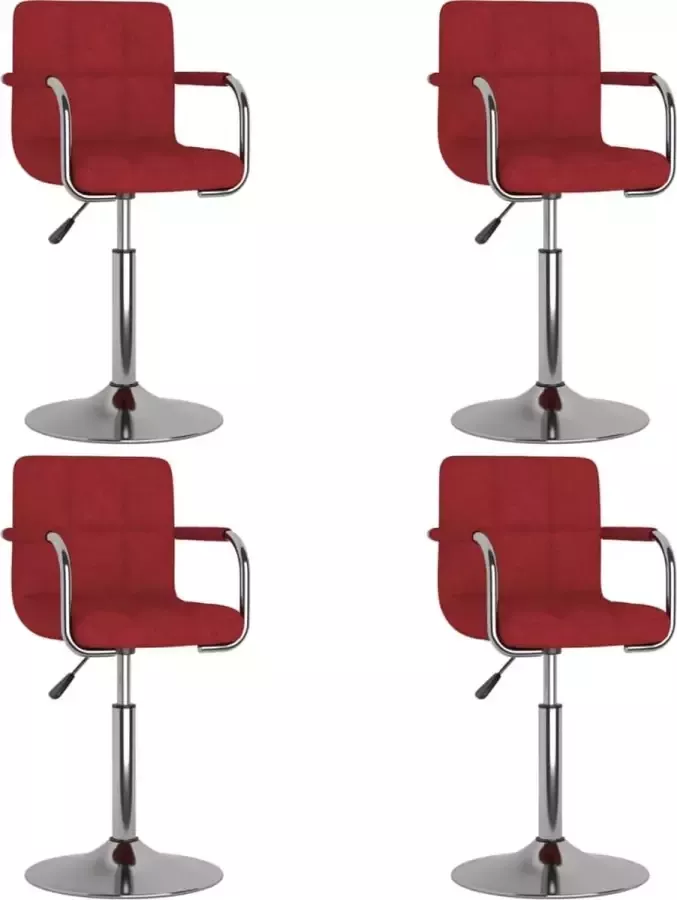 VidaXL Eetkamerstoelen draaibaar 4 st stof wijnrood - Foto 1