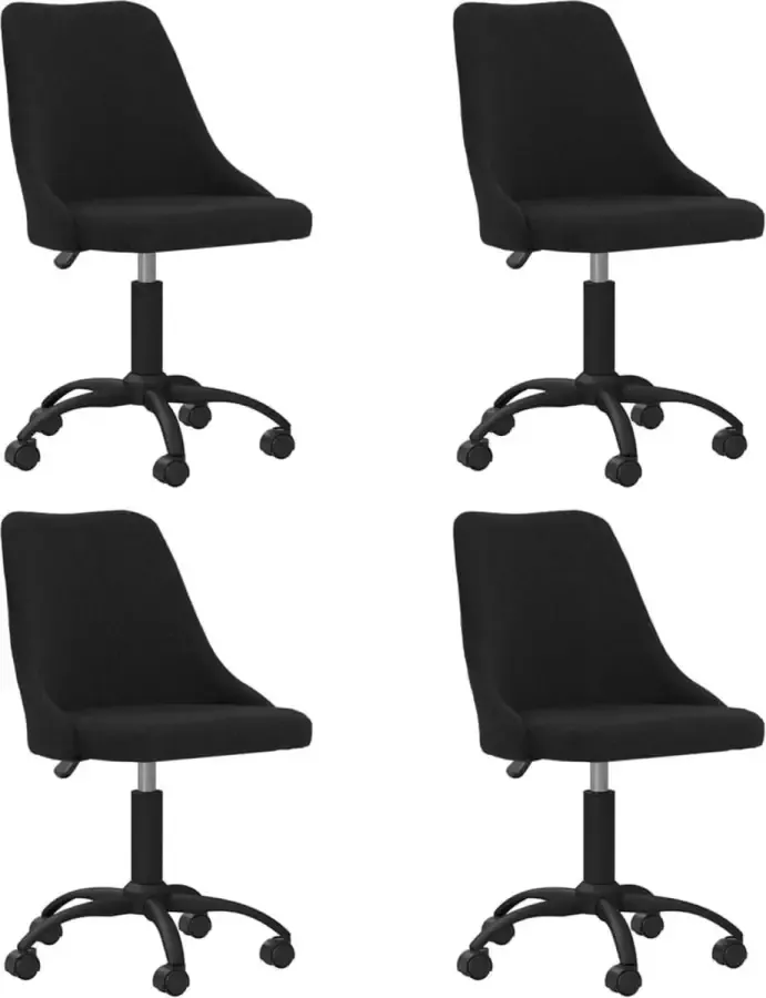 VidaXL Eetkamerstoelen 4 st draaibaar stof zwart - Foto 2