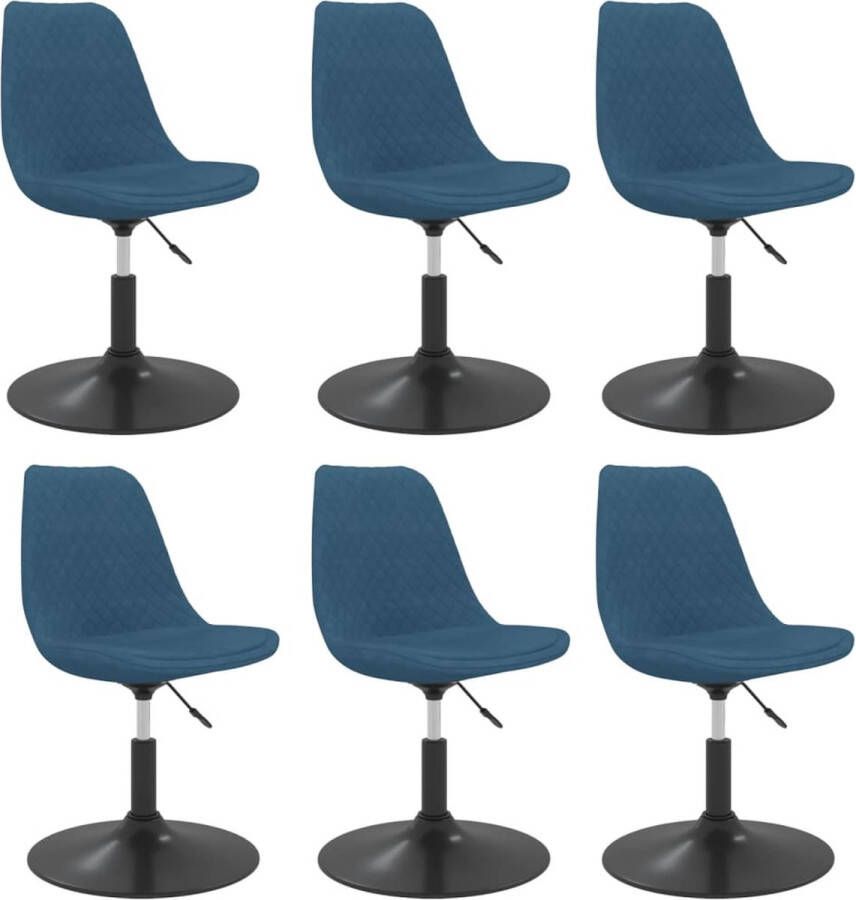 VidaXL -Eetkamerstoelen-draaibaar-6-st-fluweel-blauw