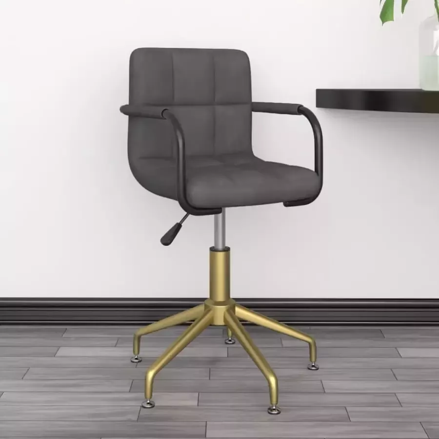 VidaXL Eetkamerstoelen draaibaar 6 st fluweel donkergrijs - Foto 1