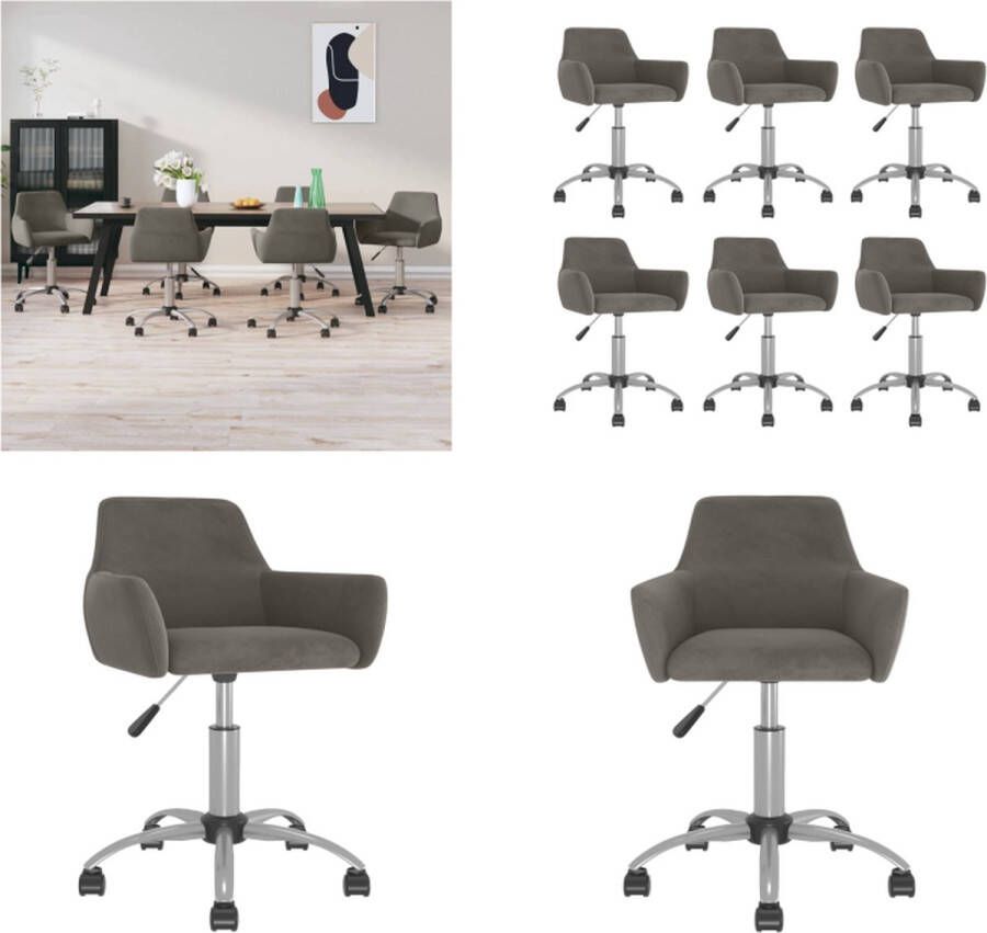 VidaXL Eetkamerstoelen draaibaar 6 st fluweel donkergrijs Draaibare Eetkamerstoel Draaibare Eetkamerstoelen Stoel Eetstoel