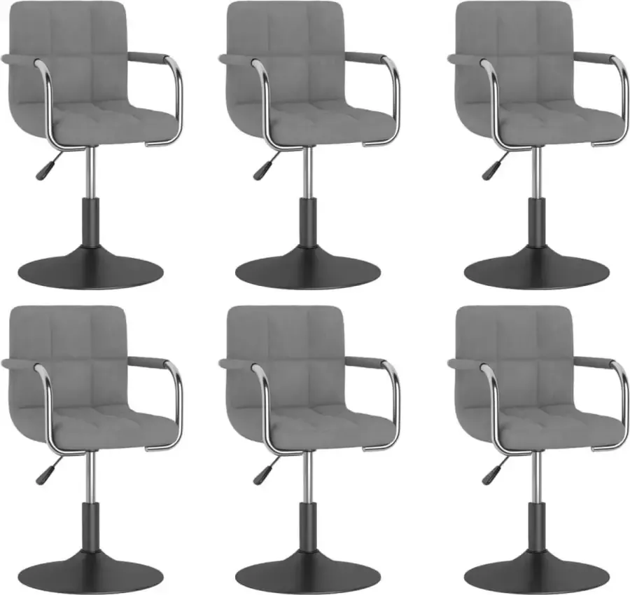 VidaXL -Eetkamerstoelen-draaibaar-6-st-fluweel-lichtgrijs - Foto 7