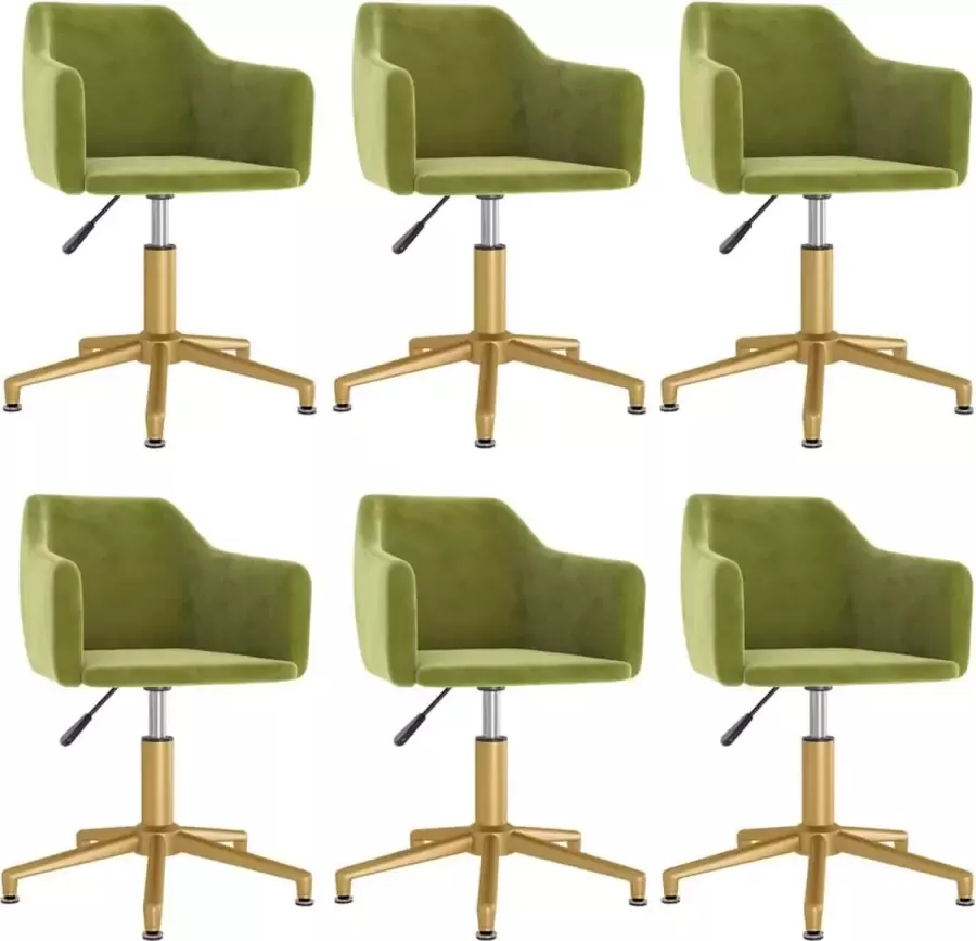 VidaXL -Eetkamerstoelen-draaibaar-6-st-fluweel-lichtgroen