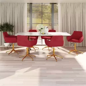 VidaXL Eetkamerstoelen draaibaar 6 st fluweel wijnrood