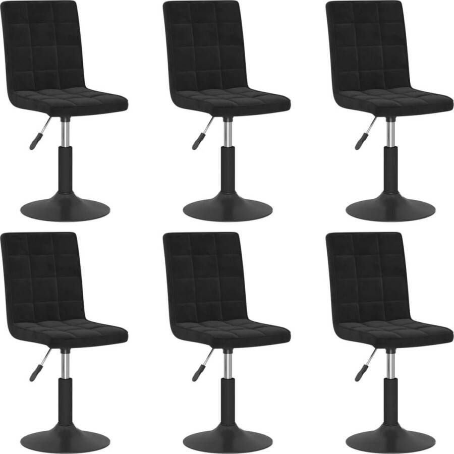 VidaXL -Eetkamerstoelen-draaibaar-6-st-fluweel-zwart