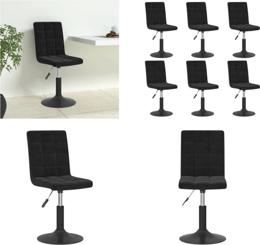 VidaXL Eetkamerstoelen draaibaar 6 st fluweel zwart Eetkamerstoel Eetkamerstoelen Stoel Stoelen - Foto 2