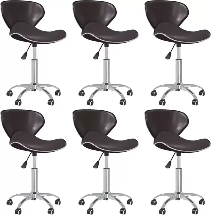 VidaXL Eetkamerstoelen draaibaar 6 st kunstleer bruin - Foto 2