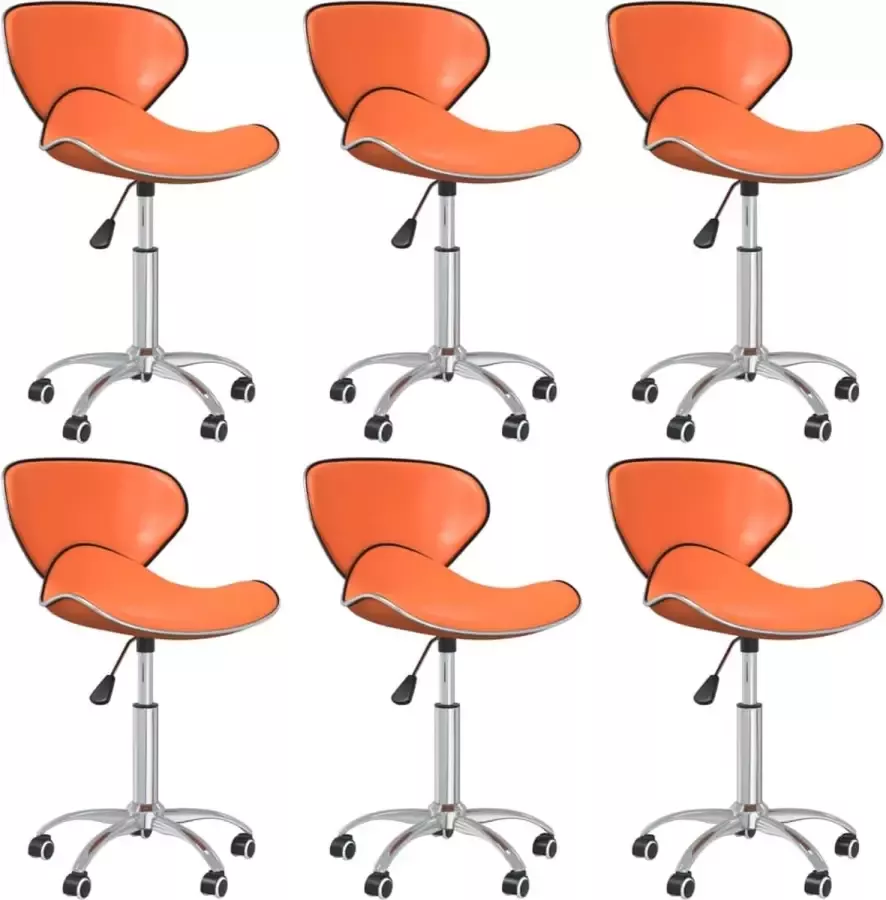 VIDAXL Eetkamerstoelen draaibaar 6 st kunstleer oranje - Foto 2