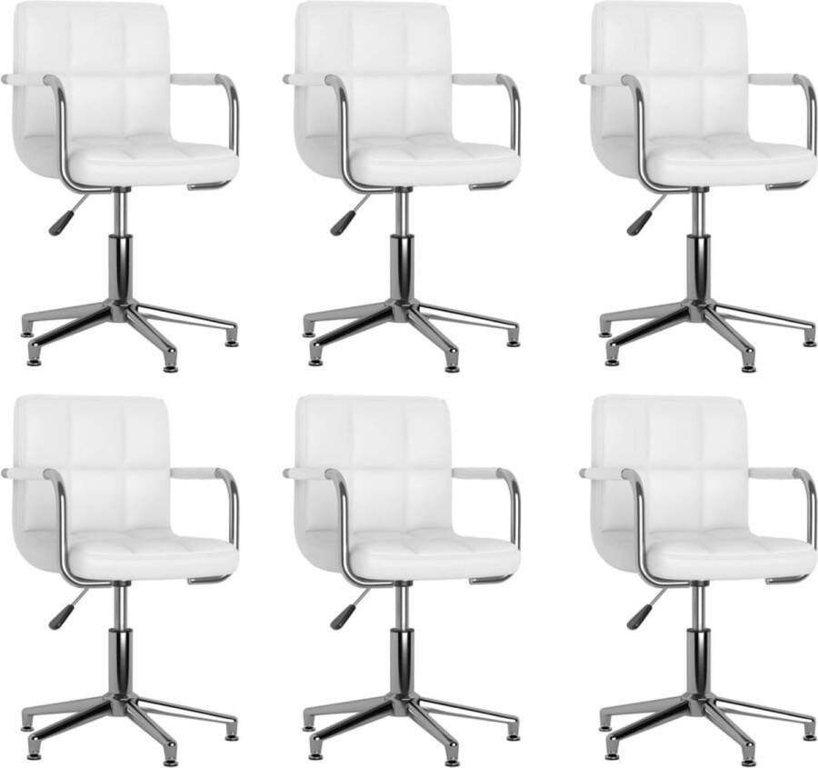 VidaXL Eetkamerstoelen Draaibaar Kunstleer Wit 6 st Draaibare Eetkamerstoelen Kunstleder Meubels Salon Meubilair Modern Meubilair Comfortabele Stoelen Witte Stoelen - Foto 2