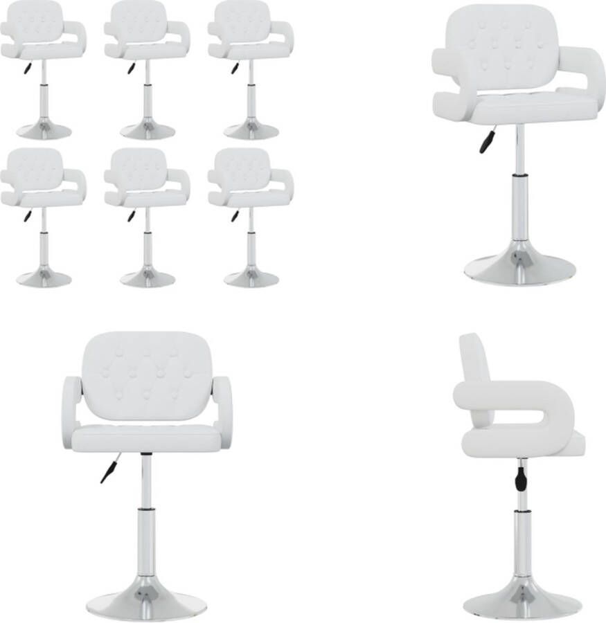 VidaXL -Eetkamerstoelen-draaibaar-6-st-kunstleer-wit - Foto 2