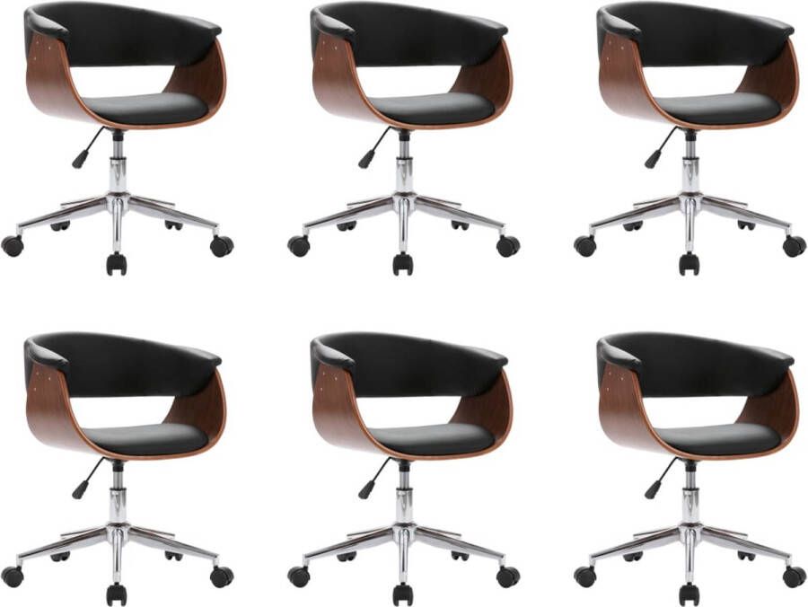 VidaXL Eetkamerstoelen Draaibaar Kunstleer Zwart 6 stuks Eetkamerstoelen Draaibare Stoelen Zwarte Stoelen Kunstleder Stoelen Ergonomische Stoelen - Foto 2