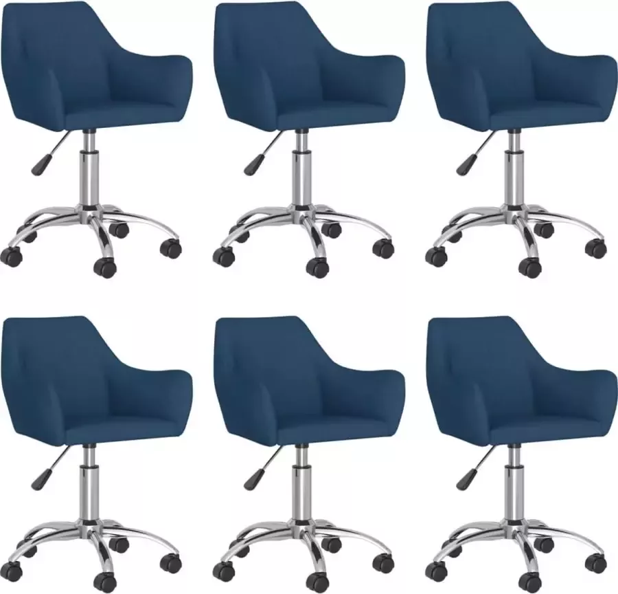 VIDAXL Eetkamerstoelen draaibaar 6 st stof blauw - Foto 2