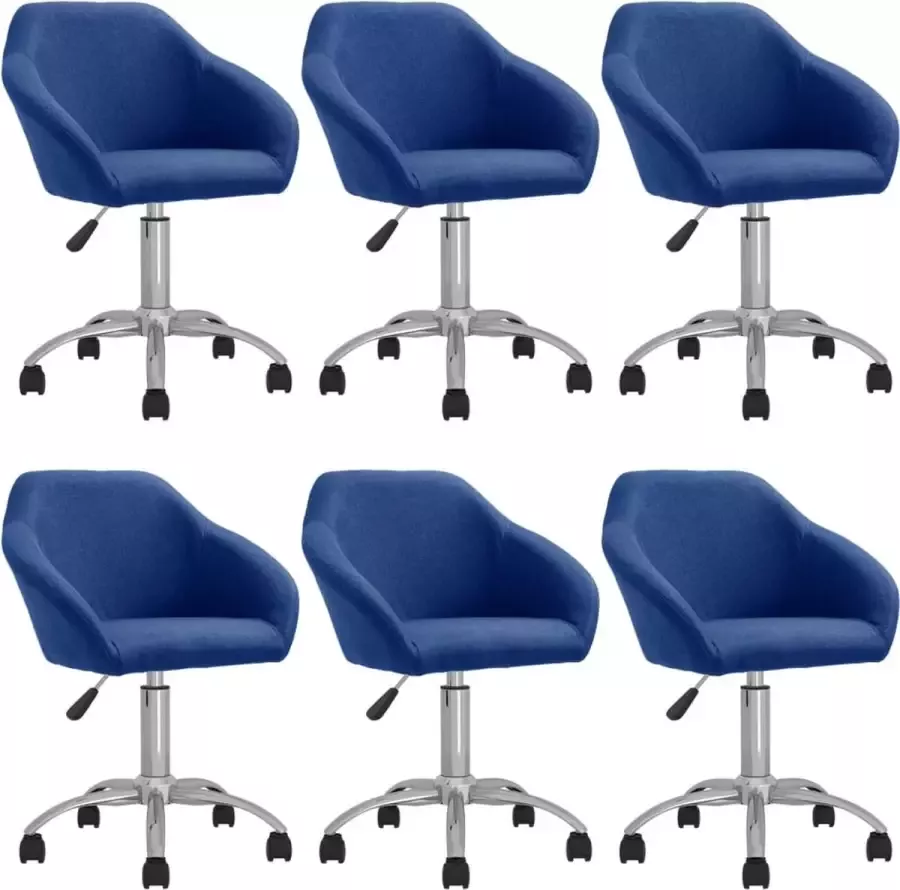 VidaXL -Eetkamerstoelen-draaibaar-6-st-stof-blauw