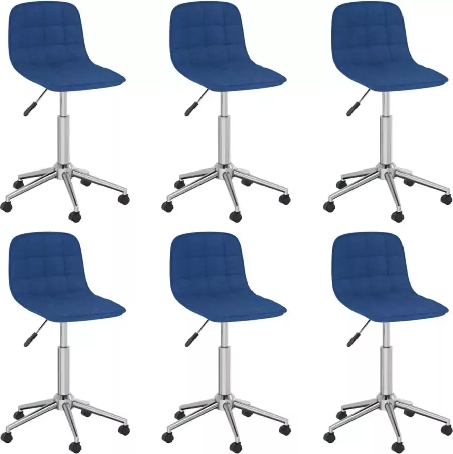 VIDAXL Eetkamerstoelen draaibaar 6 st stof blauw - Foto 3