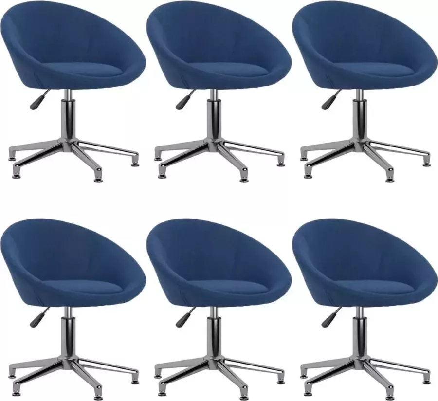 VIDAXL Eetkamerstoelen draaibaar 6 st stof blauw