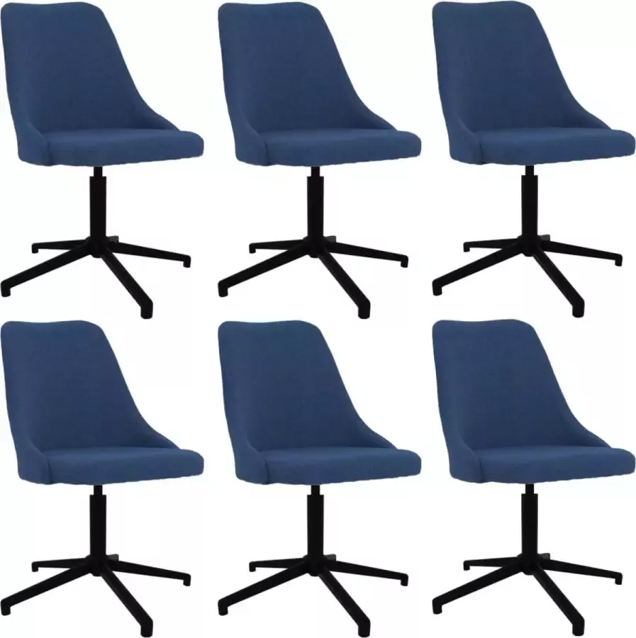 VIDAXL Eetkamerstoelen draaibaar 6 st stof blauw