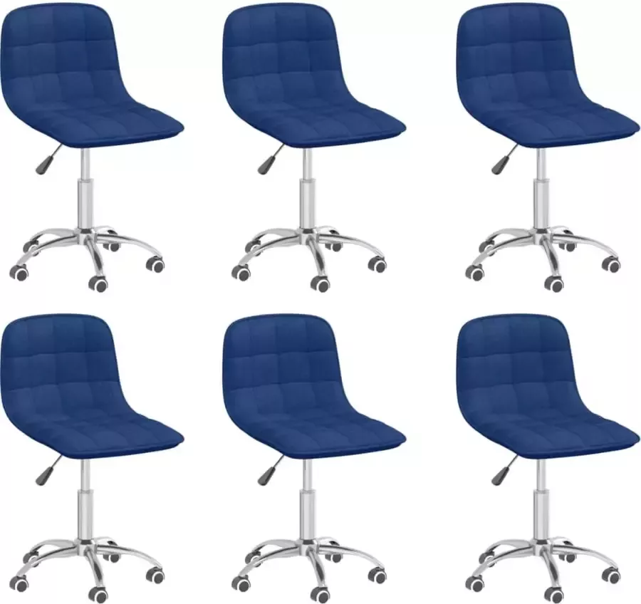 VidaXL -Eetkamerstoelen-draaibaar-6-st-stof-blauw