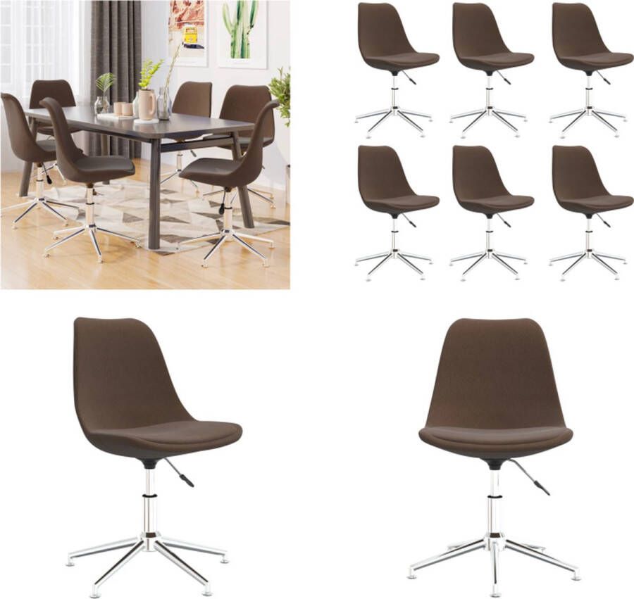 VidaXL Eetkamerstoelen draaibaar 6 st stof bruin Eetstoel Eetstoelen Keukenstoel Stoel