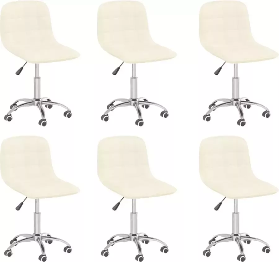 VidaXL Eetkamerstoelen draaibaar 6 st stof crèmekleurig