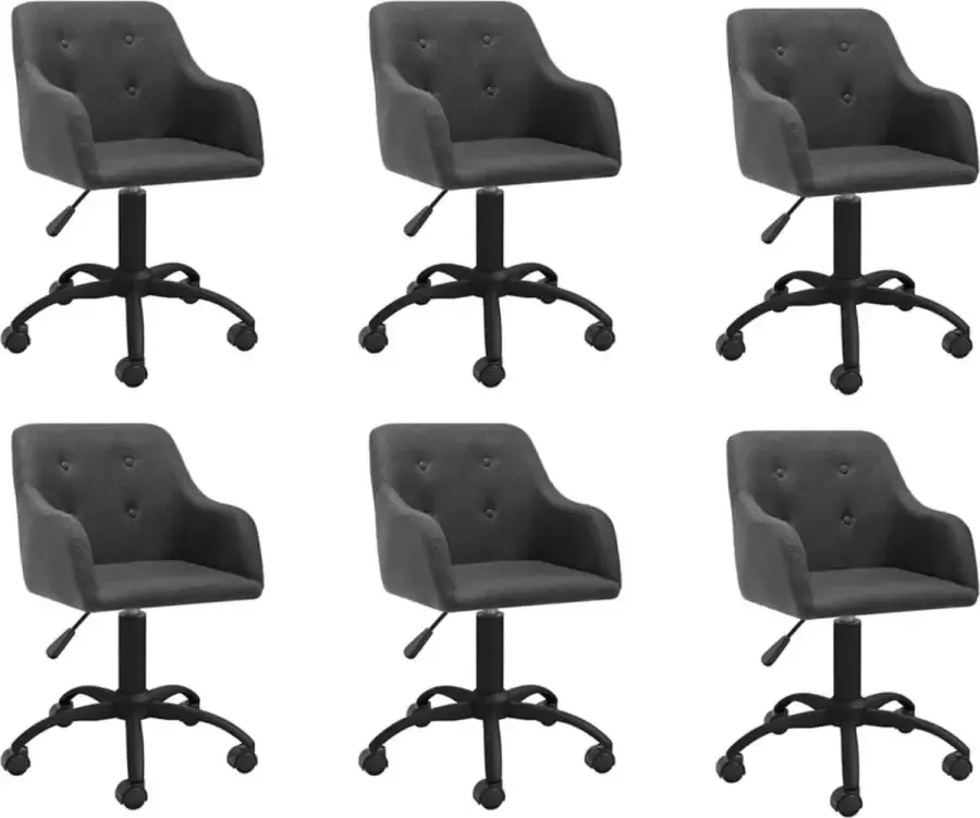 VidaXL Eetkamerstoelen draaibaar 6 st stof donkergrijs - Foto 1