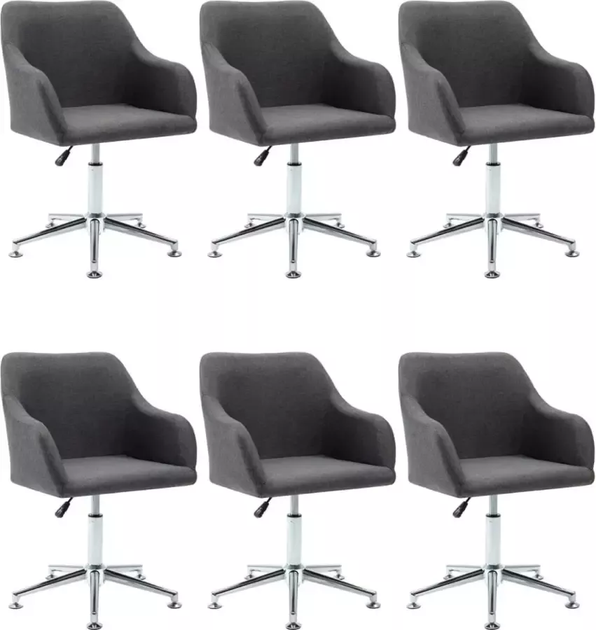 VidaXL -Eetkamerstoelen-6-st-draaibaar-stof-donkergrijs - Foto 2