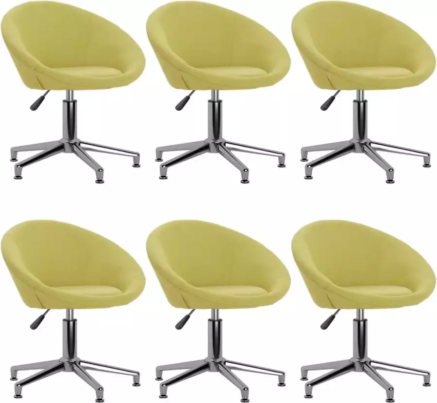 VidaXL -Eetkamerstoelen-draaibaar-6-st-stof-groen - Foto 2