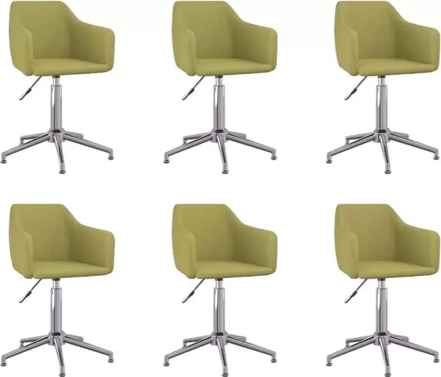 VidaXL Eetkamerstoelen draaibaar 6 st stof groen - Foto 2
