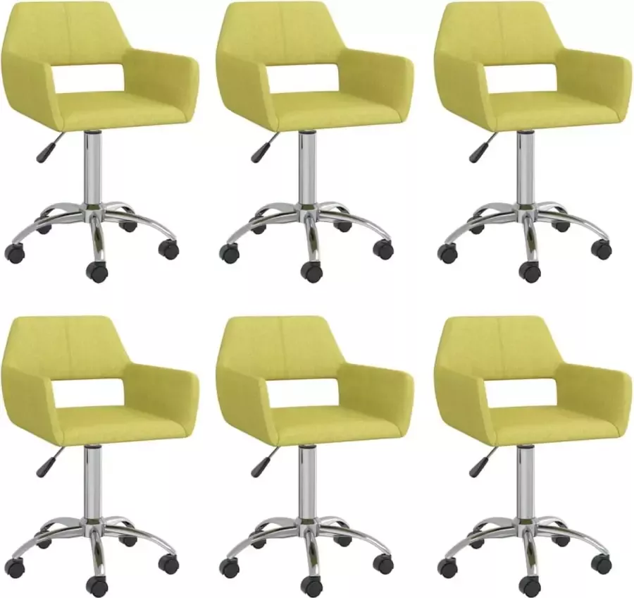 VidaXL Eetkamerstoelen draaibaar 6 st stof groen