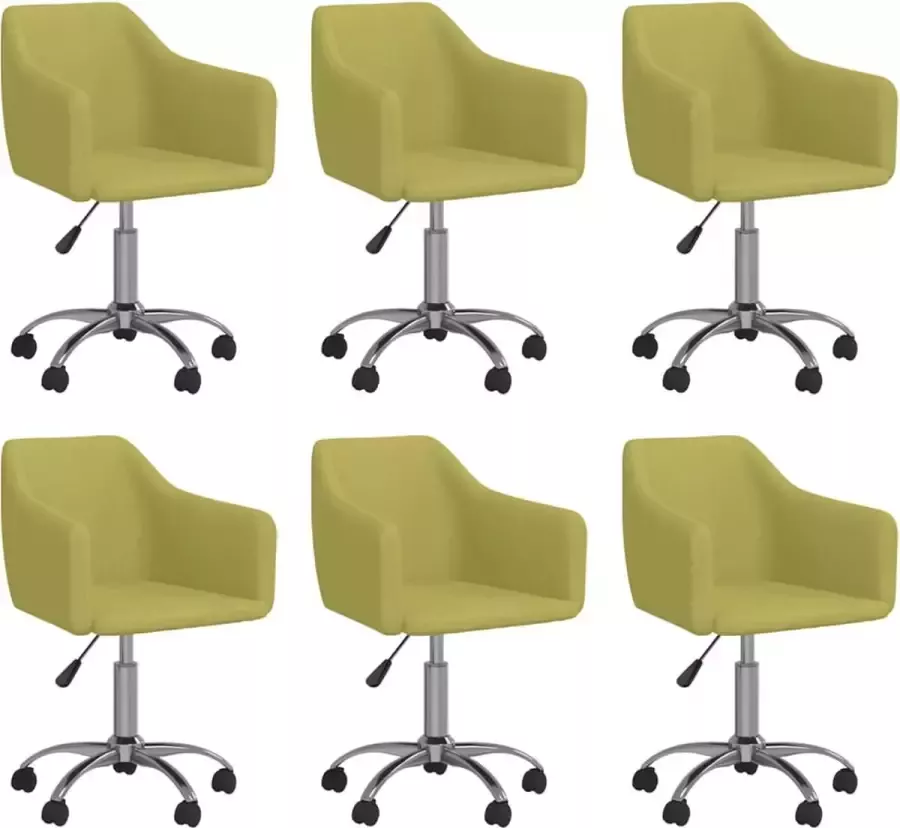 VidaXL Eetkamerstoelen draaibaar 6 st stof groen - Foto 2