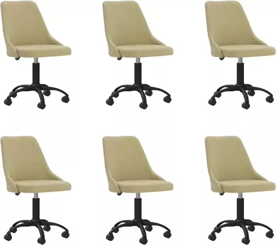 VidaXL Eetkamerstoelen draaibaar 6 st stof groen - Foto 2