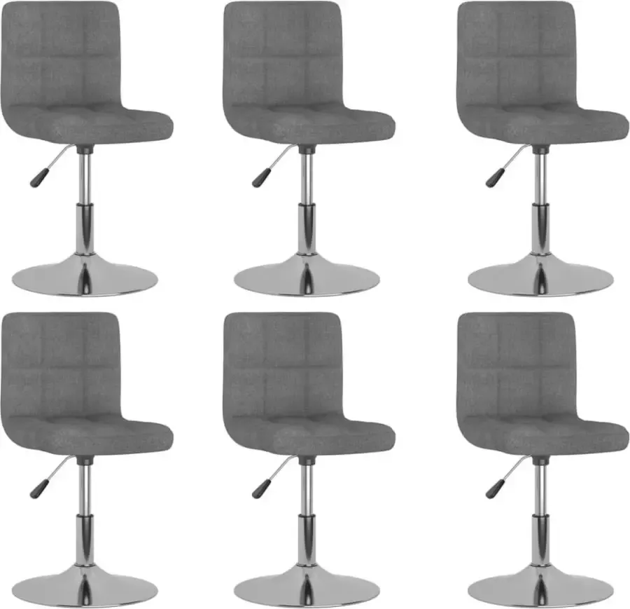 VidaXL Eetkamerstoelen draaibaar 6 st stof lichtgrijs