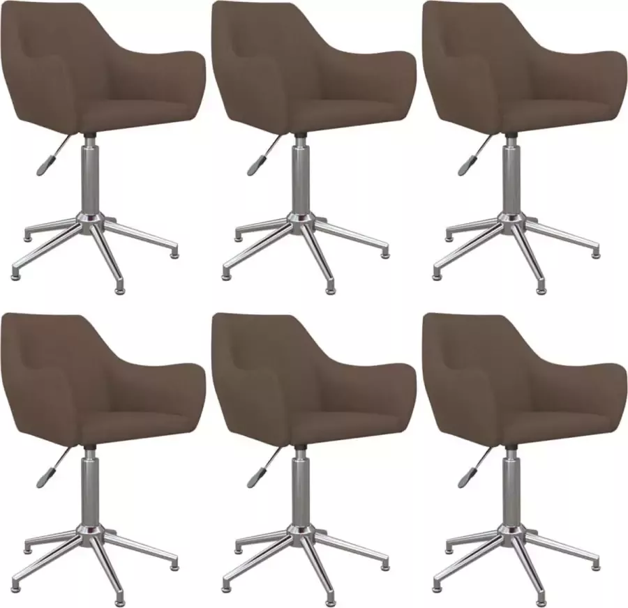 VidaXL Eetkamerstoelen draaibaar 6 st stof taupe - Foto 3