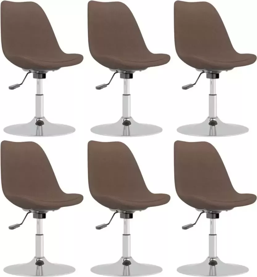 VidaXL -Eetkamerstoelen-draaibaar-6-st-stof-taupe - Foto 2