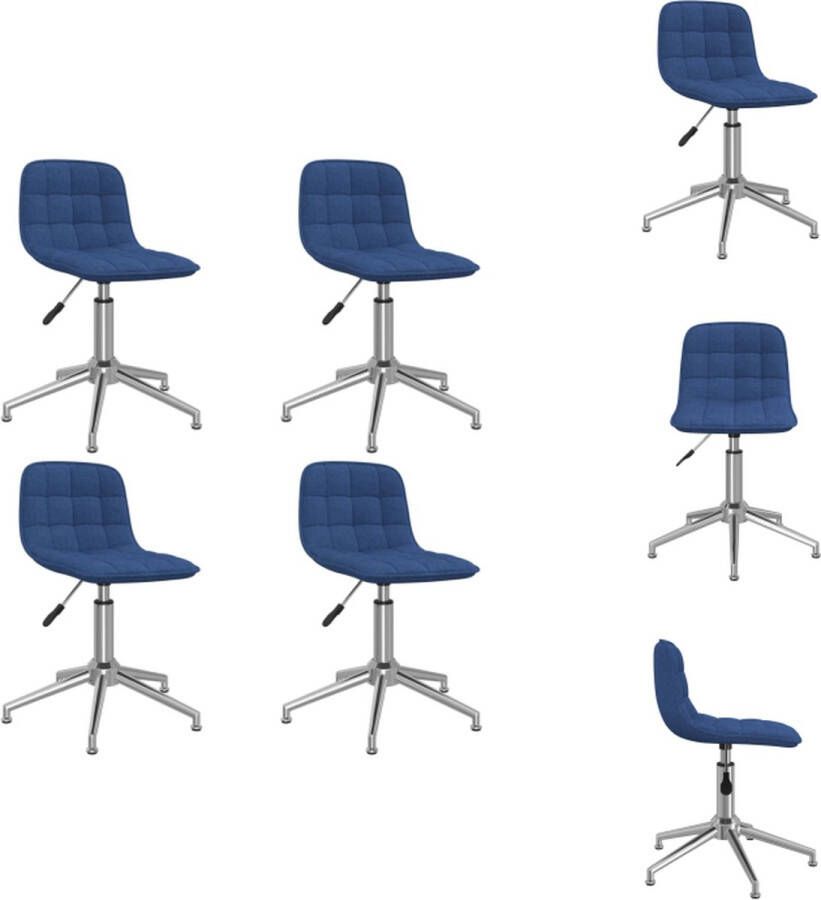 vidaXL Eetkamerstoelen Draaibaar Blauw 42.5 x 45 x (68-82.5) cm Verchroomd Staal Eetkamerstoel