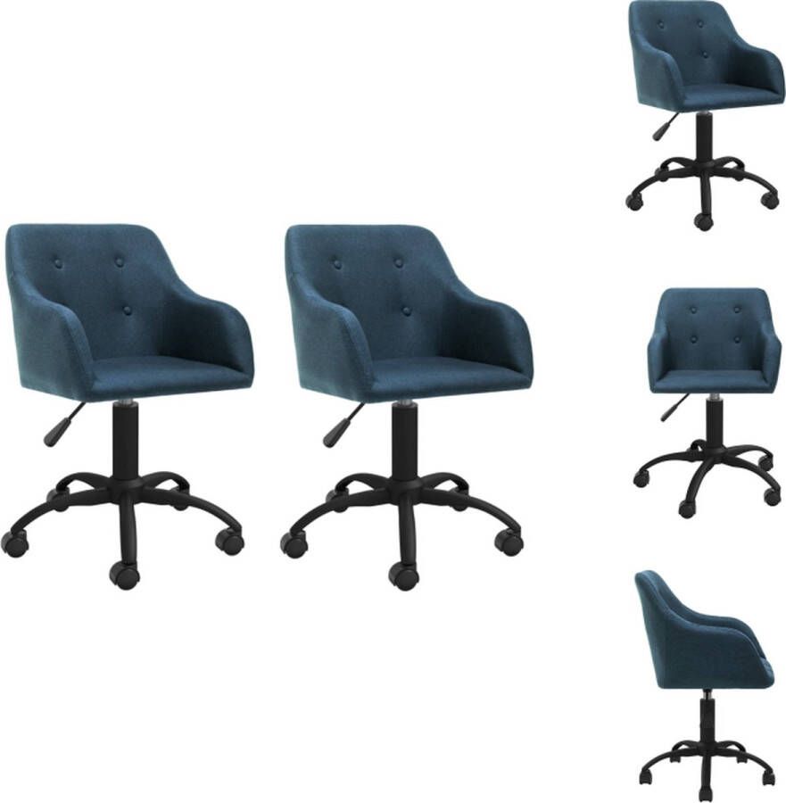 vidaXL Eetkamerstoelen Draaibaar Blauw Stof 53 x 51.5 x (81 93) cm Eetkamerstoel