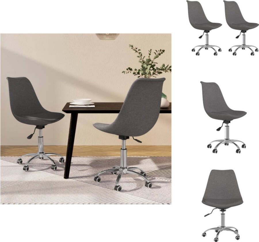 VidaXL Eetkamerstoelen Donkergrijs 49 x 51.5 x (82-93) cm Draaibaar en verstelbaar Eetkamerstoel - Foto 2
