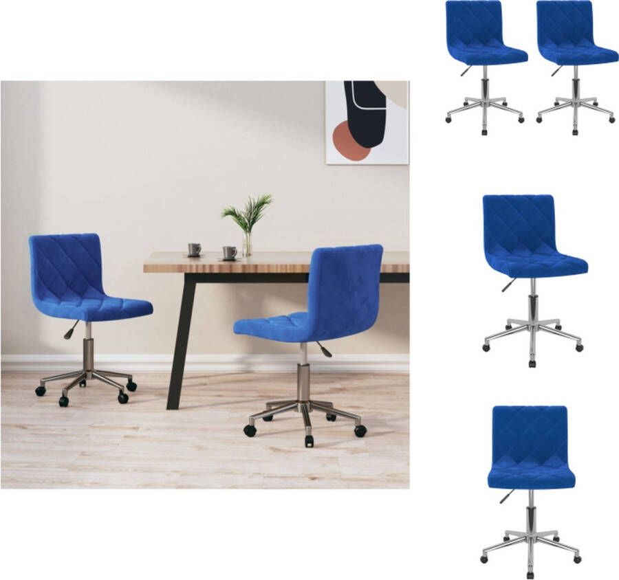 VidaXL eetkamerstoelen draaibaar fluweel blauw 40 x 43 x (76-87.5) cm verstelbaar Eetkamerstoel